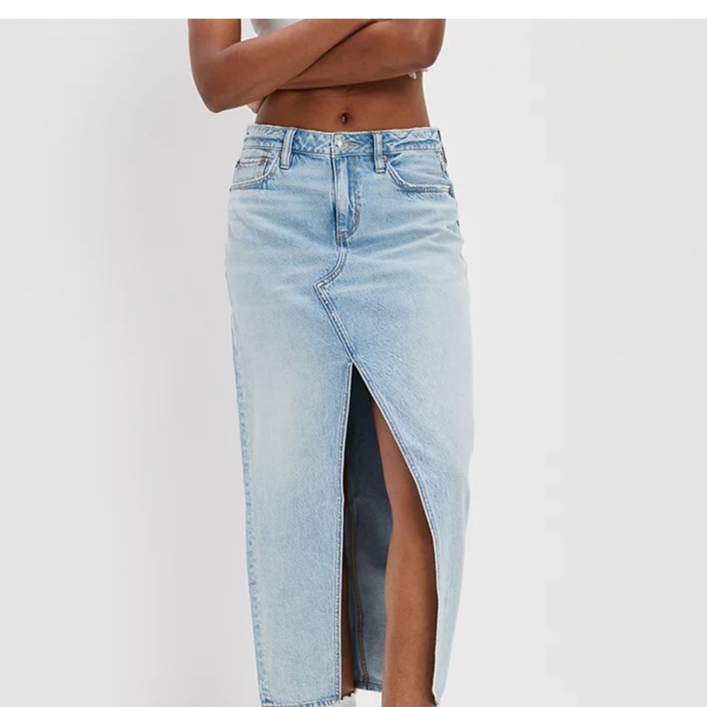 Denim Midi Skirt, NWT